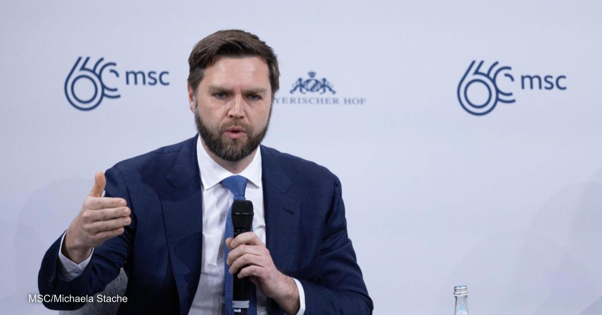 U.S.
 Vice President JD Vance at a panel discussion at the Munich Security Conference.