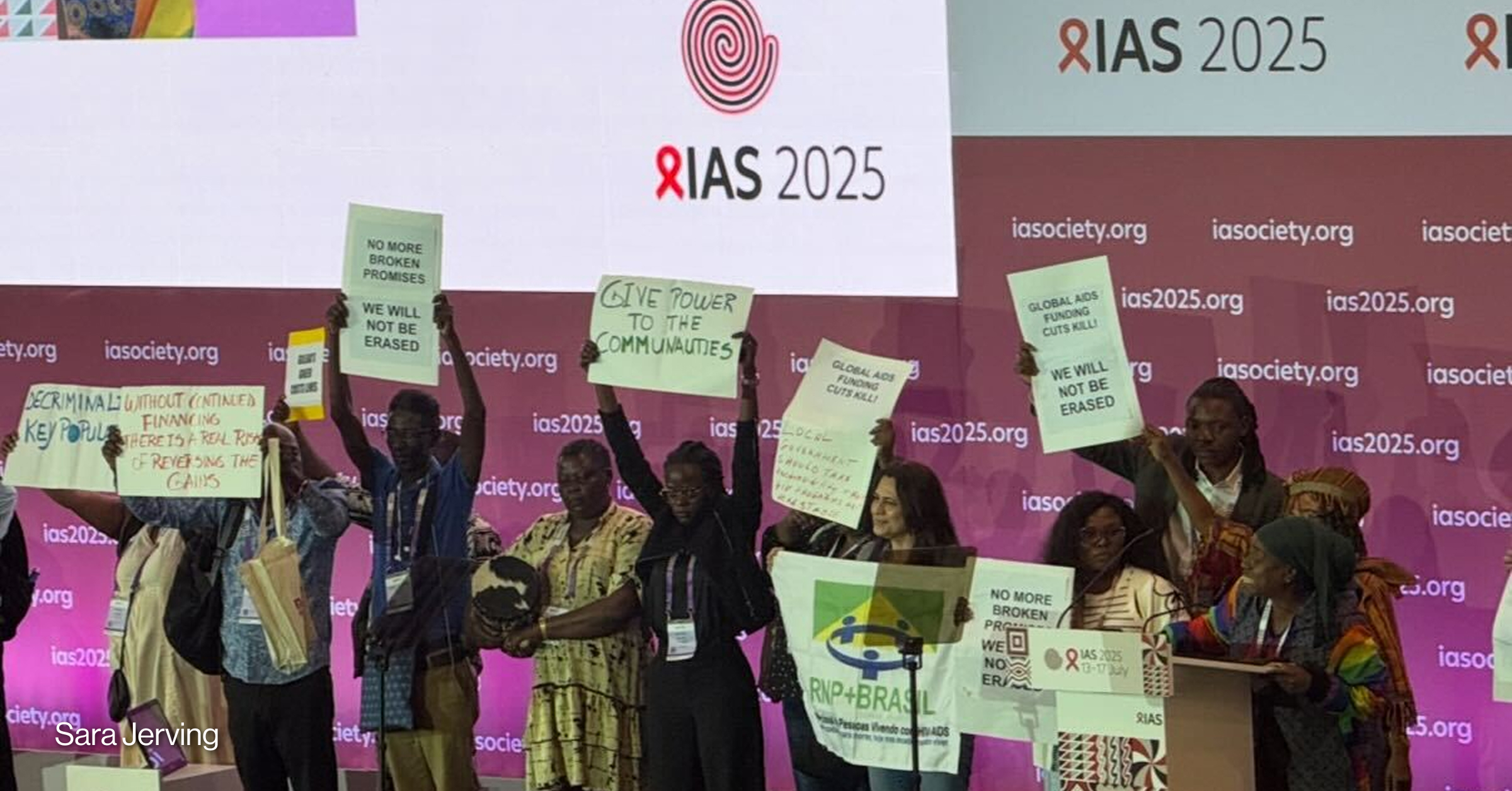 A protest during the International AIDS Society conference in Kigali, Rwanda.