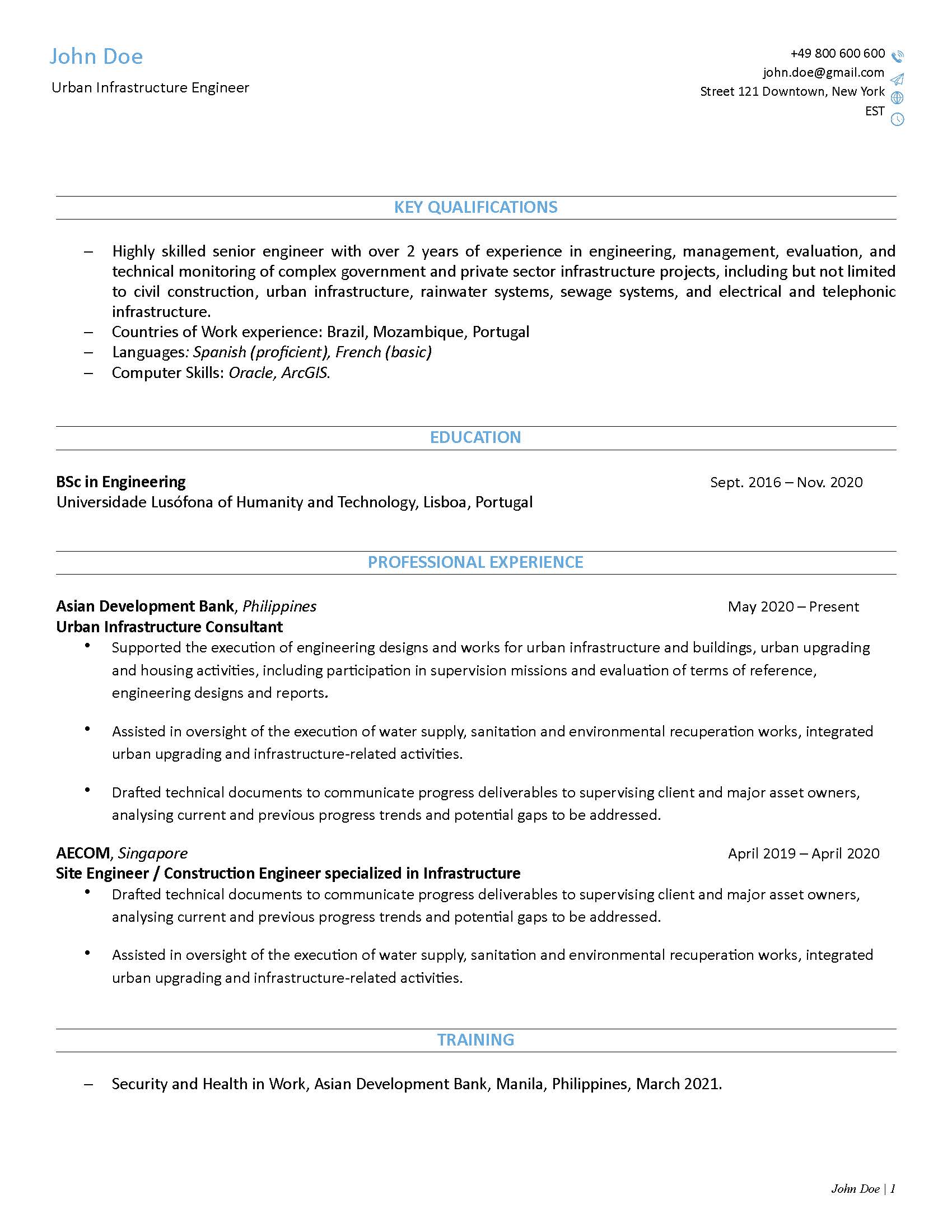 Entry to Mid Level CV Template